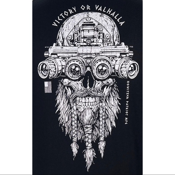 Howitzer Style Men's T-Shirt Victory or Valhalla Military Grunt MFG - Picture 6 of 11